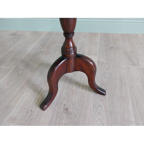 160 - Good quality Georgian mahogany and satinwood wine table with turned column raised on three out swept... 