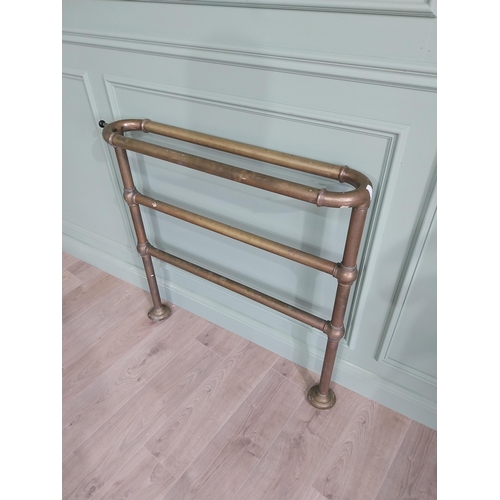 173 - Early 20th C. brass towel radiator {97 cm H x 96 cm W x 18 cm D}.