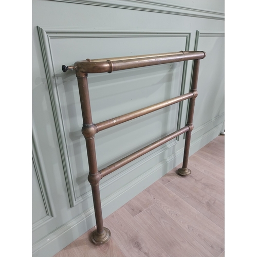 173 - Early 20th C. brass towel radiator {97 cm H x 96 cm W x 18 cm D}.