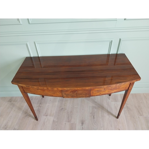 178 - Good quality Georgian mahogany and satinwood bow fronted console table raised on square tapered legs... 