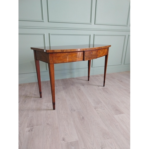 178 - Good quality Georgian mahogany and satinwood bow fronted console table raised on square tapered legs... 