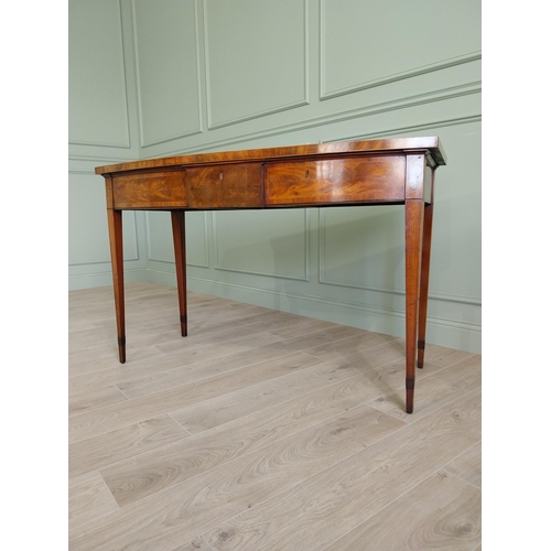 178 - Good quality Georgian mahogany and satinwood bow fronted console table raised on square tapered legs... 