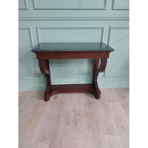 187 - Good quality French mahogany console table with marble top and single drawer in the frieze raised on... 