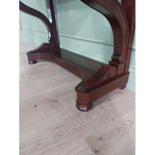 187 - Good quality French mahogany console table with marble top and single drawer in the frieze raised on... 