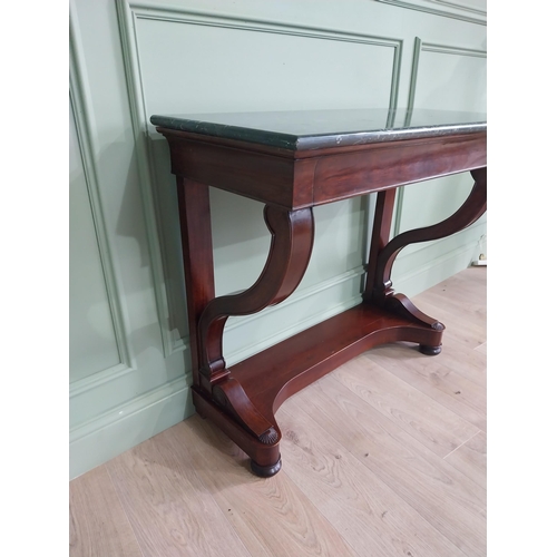 187 - Good quality French mahogany console table with marble top and single drawer in the frieze raised on... 