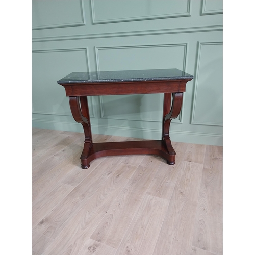 187 - Good quality French mahogany console table with marble top and single drawer in the frieze raised on... 