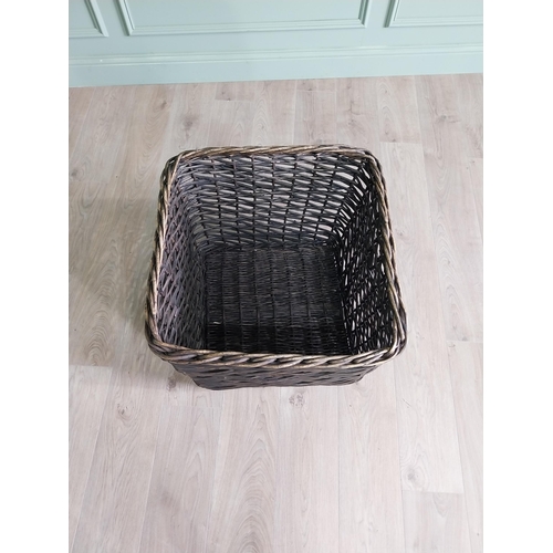 189 - Good quality large wicker log basket {51 cm x 60 cm W x 60 cm D}.