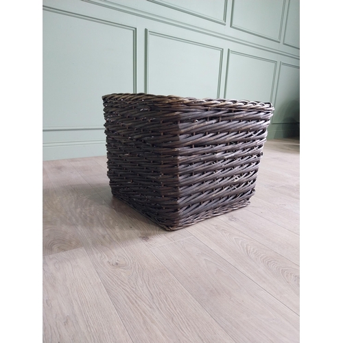 189 - Good quality large wicker log basket {51 cm x 60 cm W x 60 cm D}.