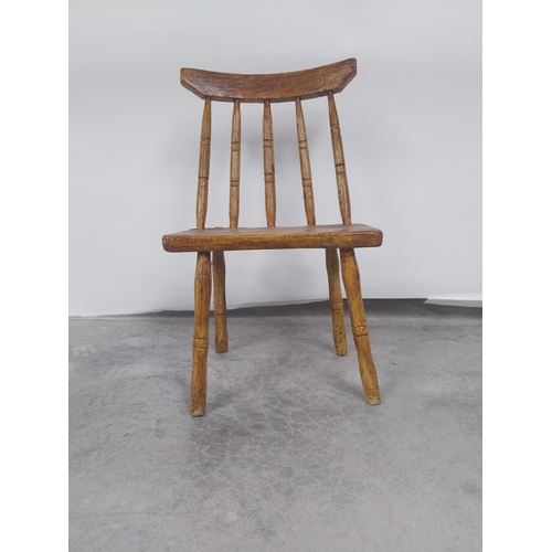 19 - Irish painted pine vernacular chair raised on turned legs {77 cm H x 47 cm W x 40 cm D}.