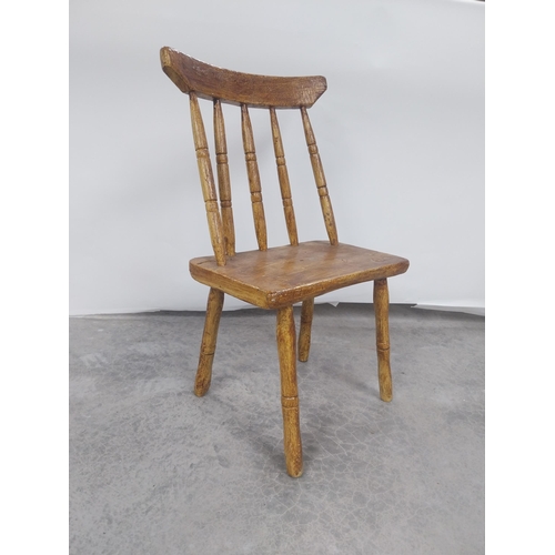 19 - Irish painted pine vernacular chair raised on turned legs {77 cm H x 47 cm W x 40 cm D}.