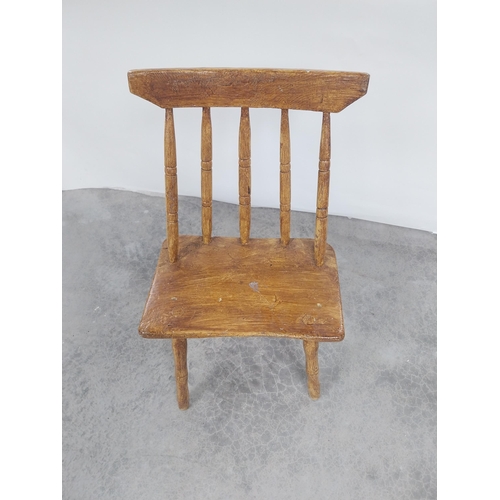 19 - Irish painted pine vernacular chair raised on turned legs {77 cm H x 47 cm W x 40 cm D}.