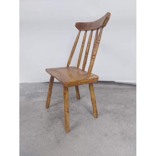 19 - Irish painted pine vernacular chair raised on turned legs {77 cm H x 47 cm W x 40 cm D}.