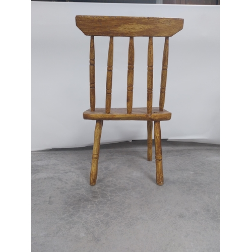 19 - Irish painted pine vernacular chair raised on turned legs {77 cm H x 47 cm W x 40 cm D}.