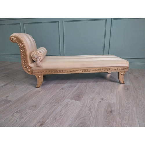 190 - Gilded and upholstered day bed with Grecian key decoration in the Regency style {77 cm H x 172 cm W ... 