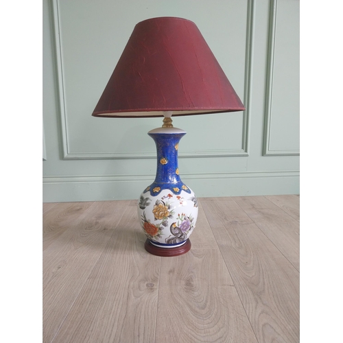 193 - Oriental hand-painted ceramic table lamp {70 cm H x 44cm Dia.}.