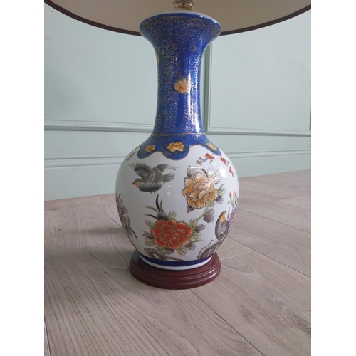 193 - Oriental hand-painted ceramic table lamp {70 cm H x 44cm Dia.}.