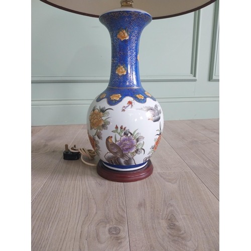 193 - Oriental hand-painted ceramic table lamp {70 cm H x 44cm Dia.}.