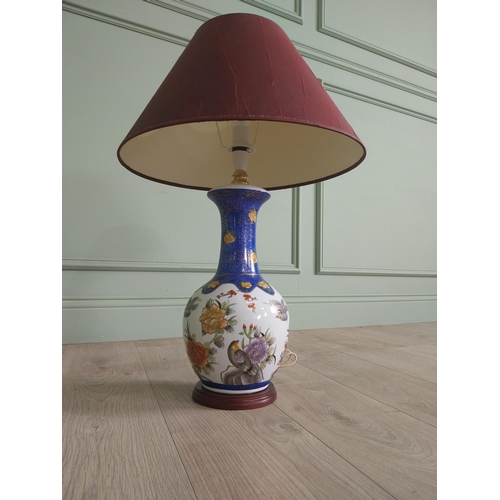 193 - Oriental hand-painted ceramic table lamp {70 cm H x 44cm Dia.}.