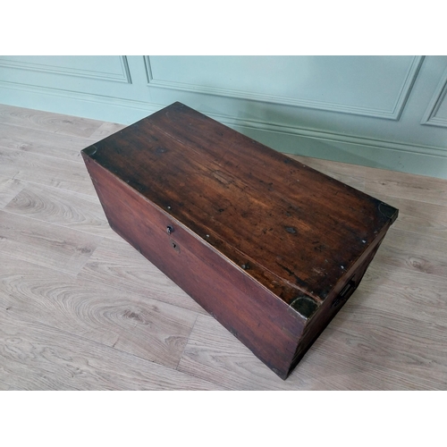 194 - 19th C. camphor wood campaign chest with brass mounts {38 cm H x 88 cm W x 42 cm D}.