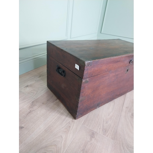 194 - 19th C. camphor wood campaign chest with brass mounts {38 cm H x 88 cm W x 42 cm D}.