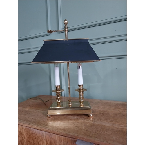 2 - Good quality French brass desk lamp {52 cm H x 32 cm W x 20 cm D}.