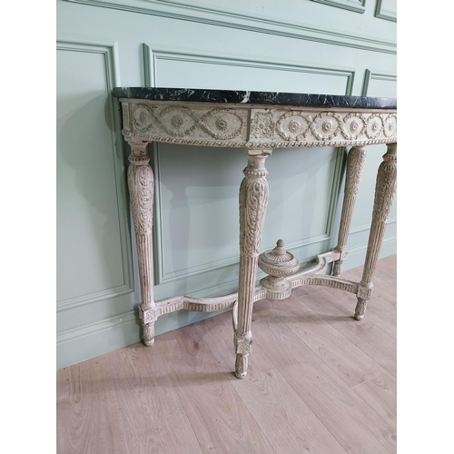 200 - Good quality early 20th C. Italian painted carved demi-lune console table with Verde Antico marble t... 