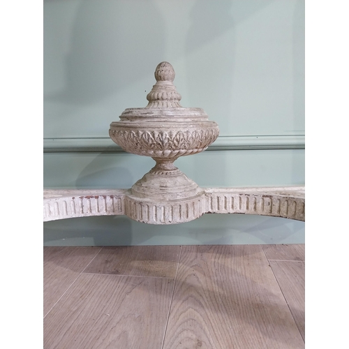 200 - Good quality early 20th C. Italian painted carved demi-lune console table with Verde Antico marble t... 