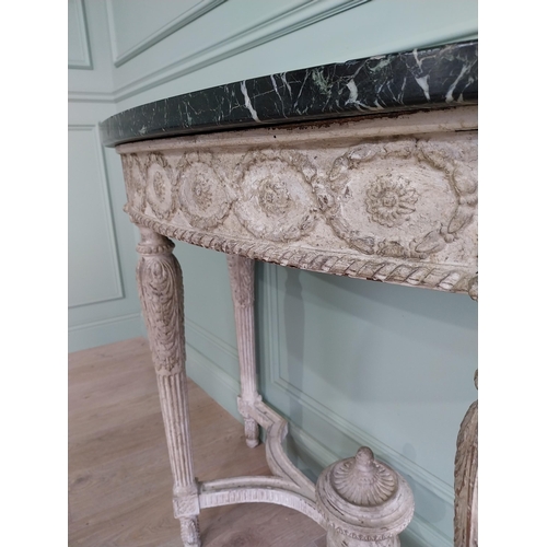 200 - Good quality early 20th C. Italian painted carved demi-lune console table with Verde Antico marble t... 