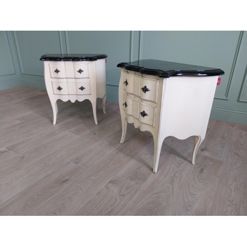 207 - Pair of good quality painted pine Bombay style bed side lockers raised on cabriole legs {67 cm H x 6... 