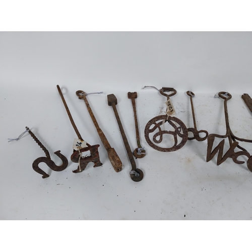215 - Collection of 19th C. wrought iron branding irons.