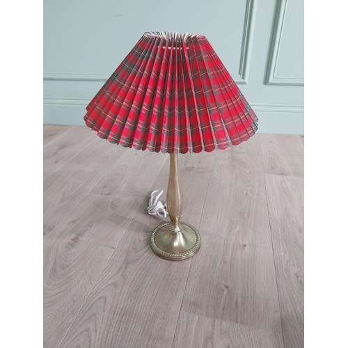 223 - Two vintage brass table lamps with shades {50 cm H x 31 cm Dia. AND 33 cm H x 19 cm Dia.}.