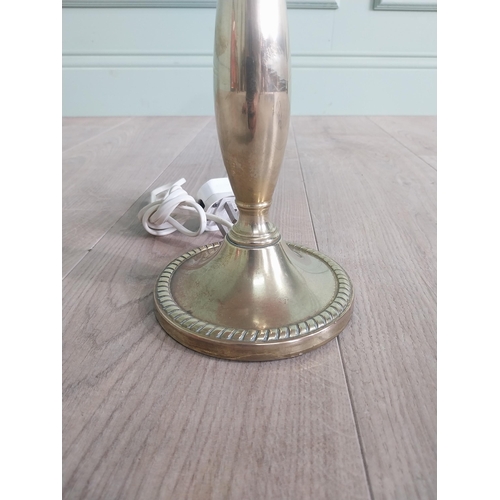 223 - Two vintage brass table lamps with shades {50 cm H x 31 cm Dia. AND 33 cm H x 19 cm Dia.}.