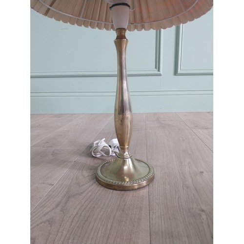 223 - Two vintage brass table lamps with shades {50 cm H x 31 cm Dia. AND 33 cm H x 19 cm Dia.}.