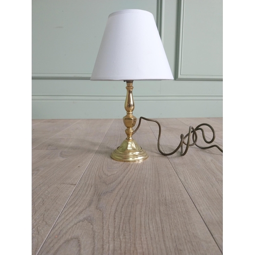 223 - Two vintage brass table lamps with shades {50 cm H x 31 cm Dia. AND 33 cm H x 19 cm Dia.}.