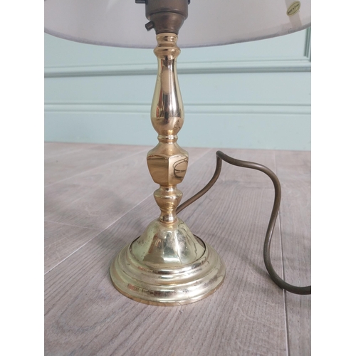 223 - Two vintage brass table lamps with shades {50 cm H x 31 cm Dia. AND 33 cm H x 19 cm Dia.}.