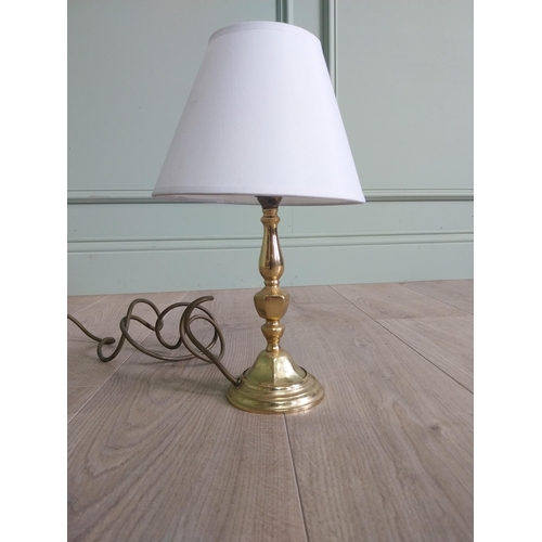 223 - Two vintage brass table lamps with shades {50 cm H x 31 cm Dia. AND 33 cm H x 19 cm Dia.}.