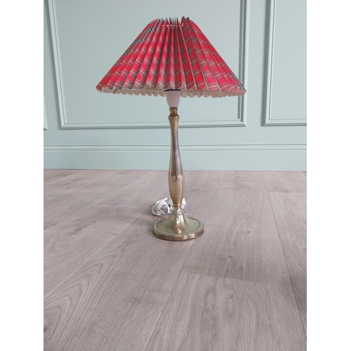 223 - Two vintage brass table lamps with shades {50 cm H x 31 cm Dia. AND 33 cm H x 19 cm Dia.}.