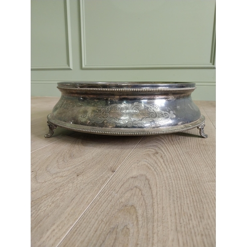 236 - Early 20th C. silver mirrored cake stand {14 cm H x 46 cm Dia.}.