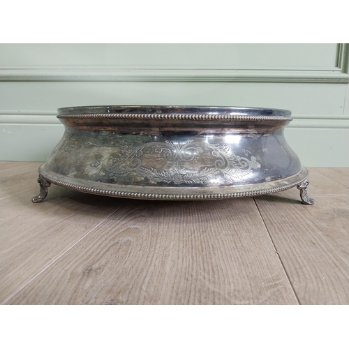 236 - Early 20th C. silver mirrored cake stand {14 cm H x 46 cm Dia.}.