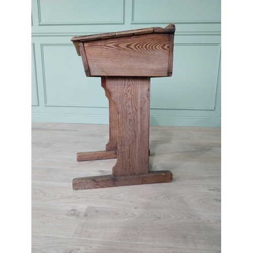 237 - Early 20th C. pitched pine school desk {82 cm H x 56 cm W x 46 cm D}.