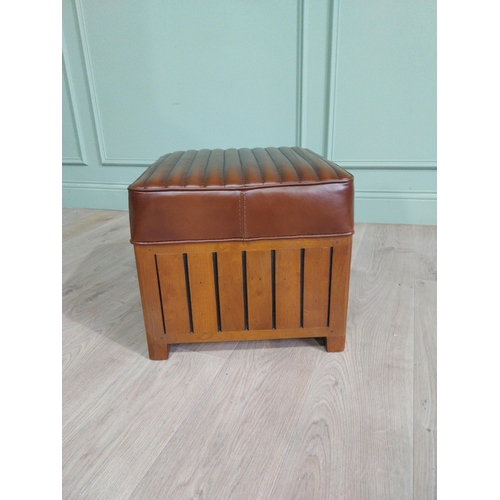 240 - Exceptional quality hand dyed leather and cherrywood foot stool in the Art Deco style {39 cm H x 44 ... 