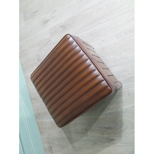 240 - Exceptional quality hand dyed leather and cherrywood foot stool in the Art Deco style {39 cm H x 44 ... 