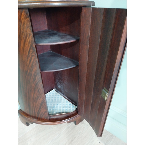 241 - Edwardian mahogany bow fronted corner cabinet with ormolu mounts {170 cm H x 57 cm W x 40 cm D}.