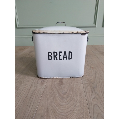 242 - Early 20th C. enamel bread bin {30 cm H x 31 cm W x 23 cm D}.