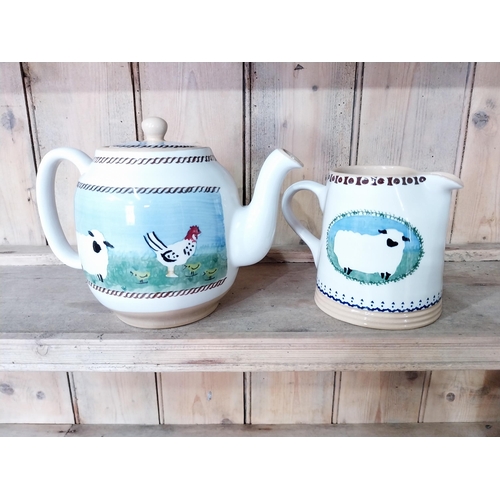 245 - Collection of six Nicholas Mosse Pottery - Sugar bowl, Porridge bowl, Tea plate, Mixing bowl, Teapot... 