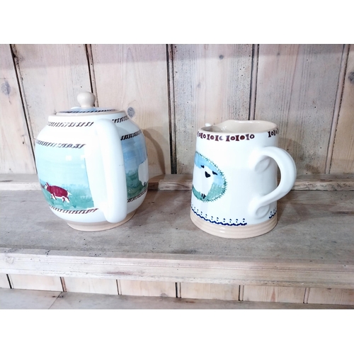 245 - Collection of six Nicholas Mosse Pottery - Sugar bowl, Porridge bowl, Tea plate, Mixing bowl, Teapot... 