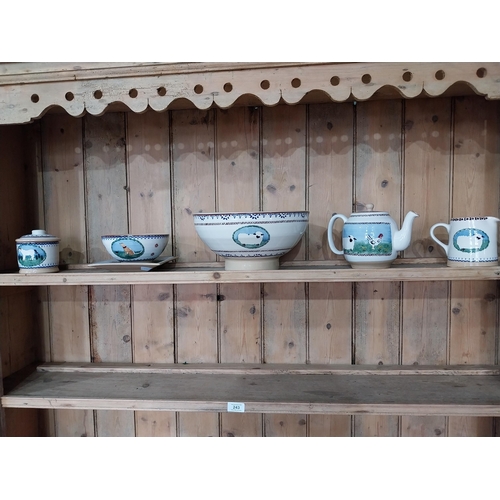 245 - Collection of six Nicholas Mosse Pottery - Sugar bowl, Porridge bowl, Tea plate, Mixing bowl, Teapot... 