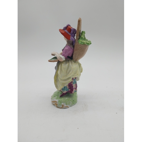 249 - Three decorative hand painted porcelain figures {27 cm H x 13 cm W x 10 cm D and 17 cm H x 7 cm W x ... 