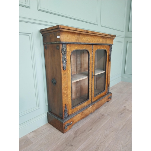 25 - Good quality 19th C. French walnut side cabinet with two glazed doors and ormolu mounts {112 cm H x ... 