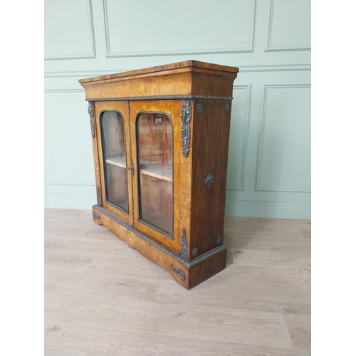 25 - Good quality 19th C. French walnut side cabinet with two glazed doors and ormolu mounts {112 cm H x ... 